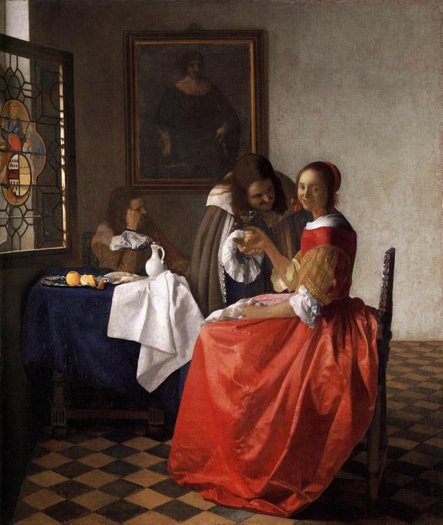 VERMEER VAN DELFT, Jan A Lady and Two Gentlemen t oil painting picture